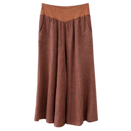 Wide Leg Linen Pants - Mocha