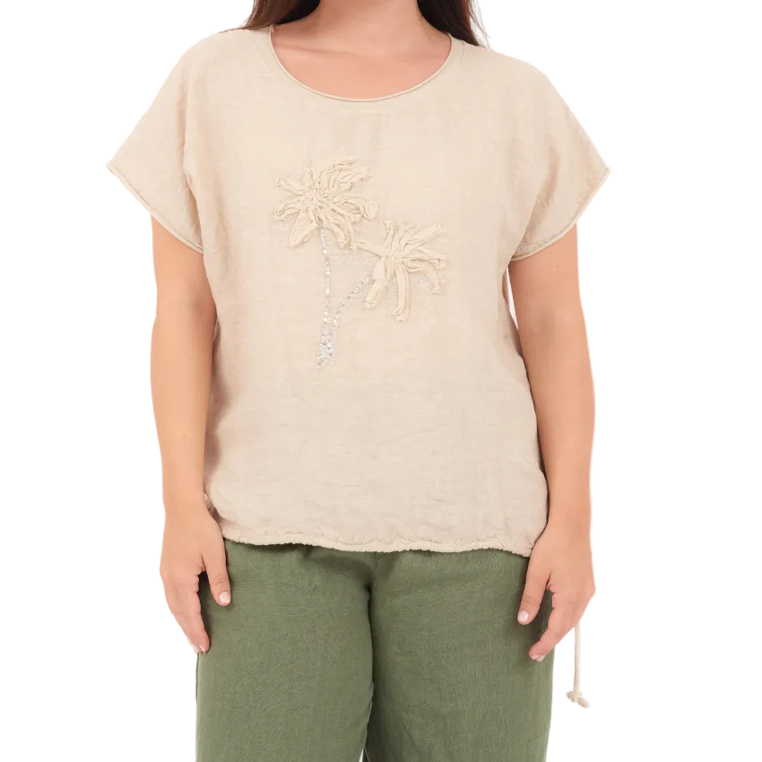 Linen Palm Top - Beige