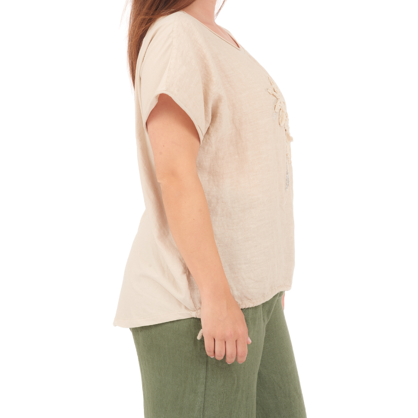 Linen Palm Top - Beige