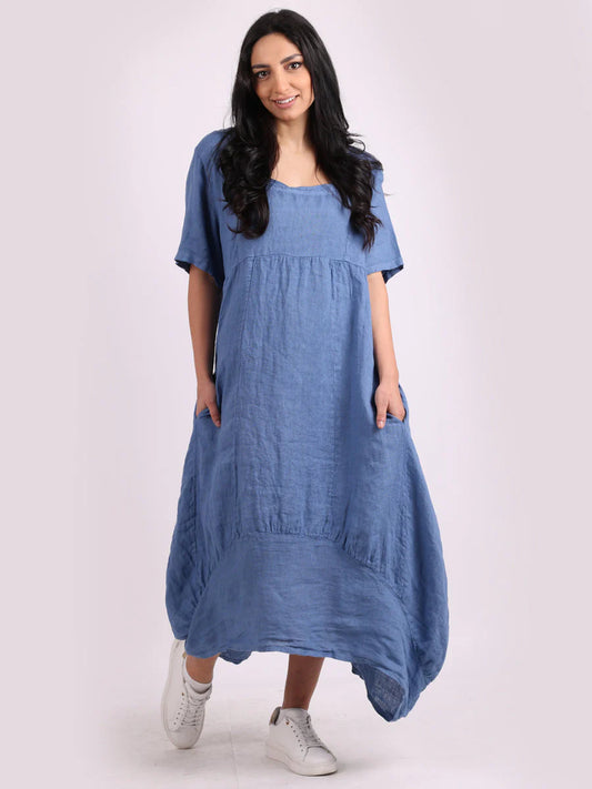 Square Neck Dress - Denim