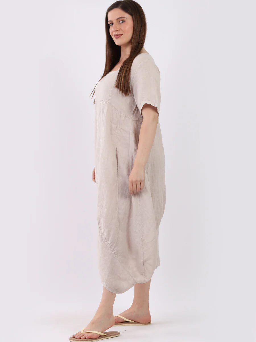 Square Neck Dress - Beige