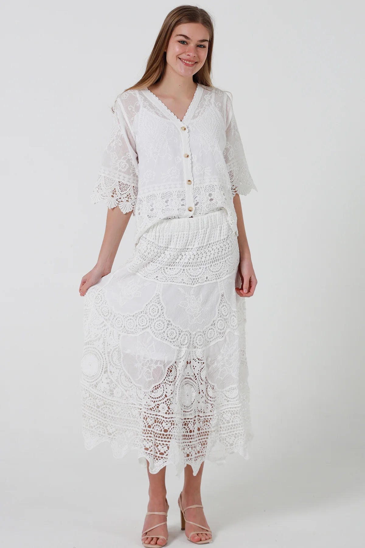 Rosie Crochet Skirt - White