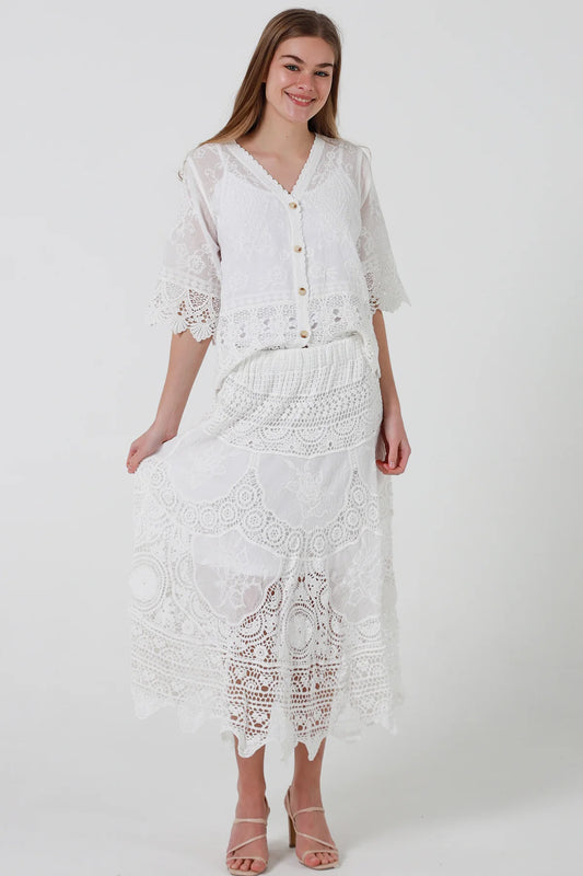 Rosie Crochet Skirt - White