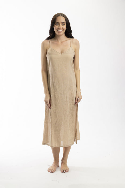Maxi Slip Dress - Beige