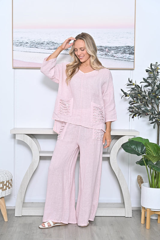 Sequin Detail Pants - Blush Pink