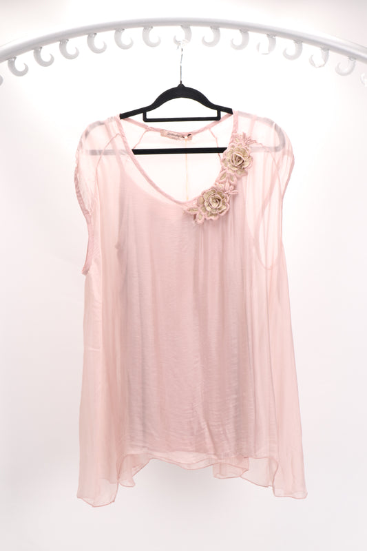 Silk Rose Top - Soft Pink