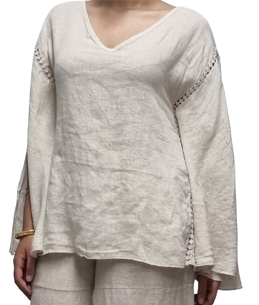 Bel Linen Top - Sand
