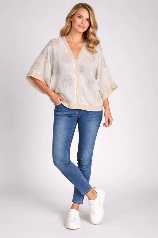 Paisley Foil Jacket - White/Beige