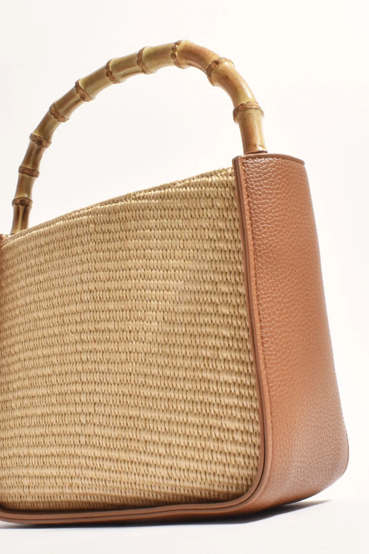 Poppi Bamboo Mini Handbag - Tan/Natural