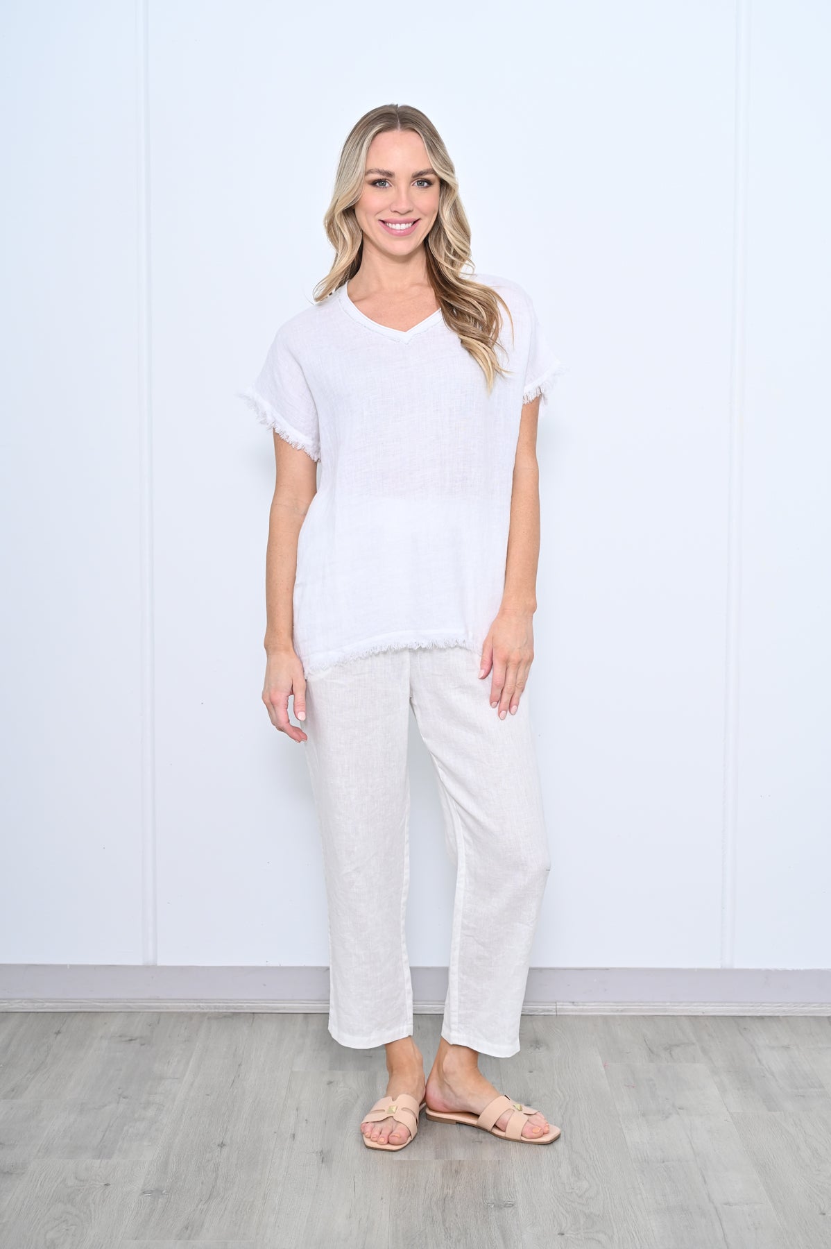 Raw Linen Top - White
