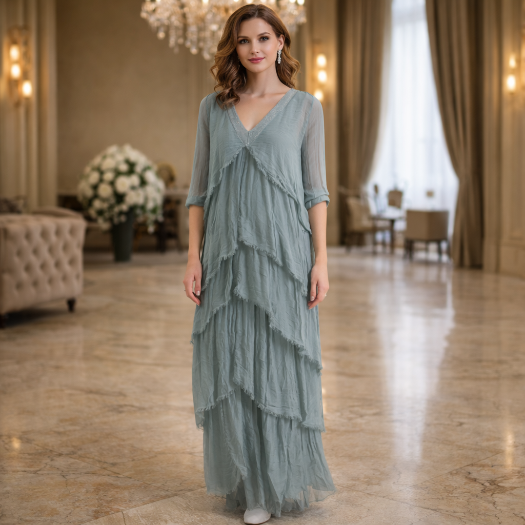 Italian Silk Dress - Sage