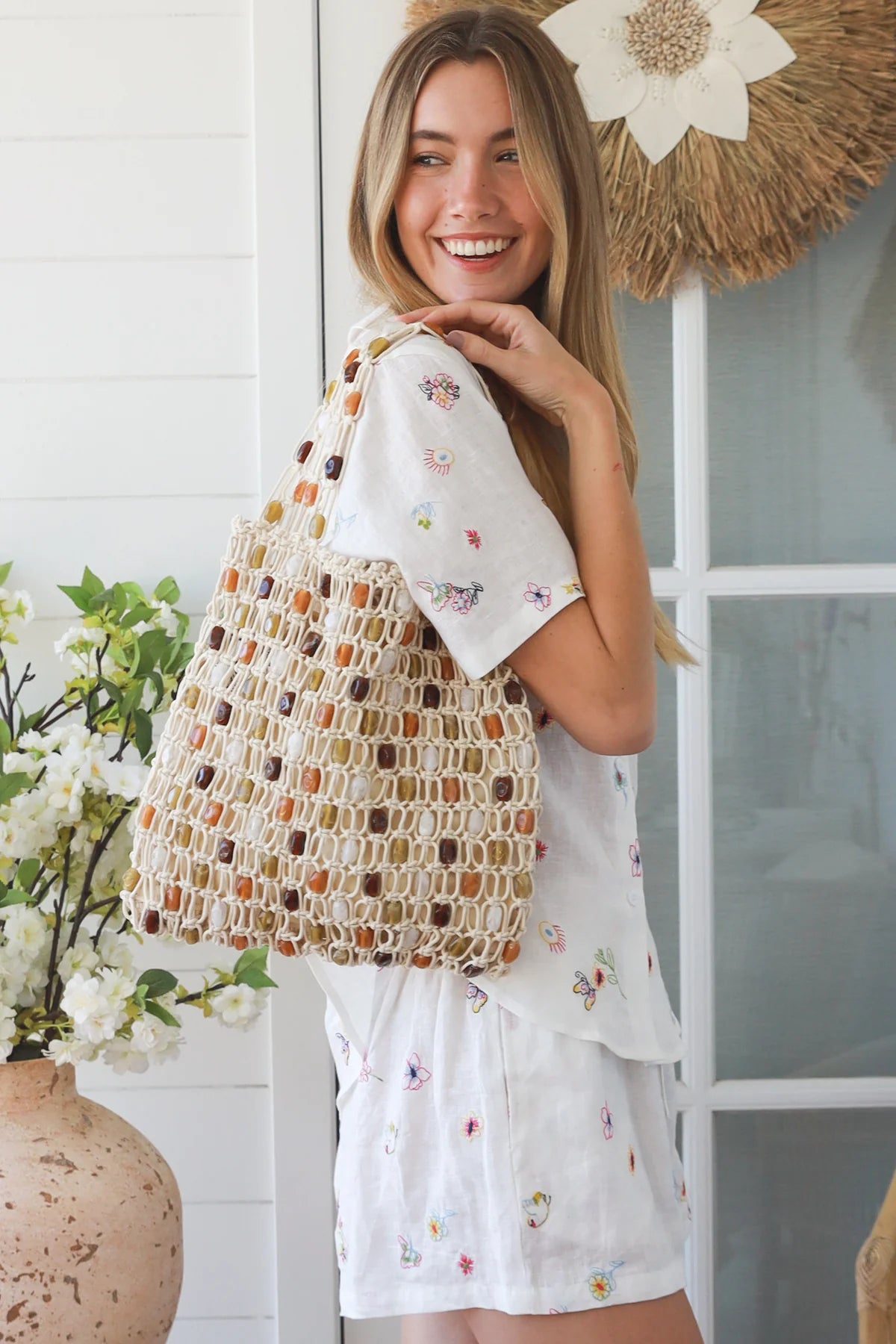 Large Beaded Shoulder Bag