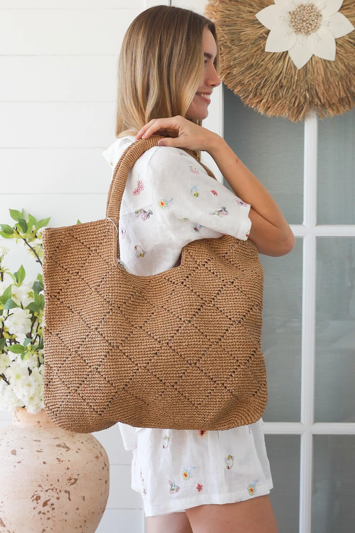 Diamond Tote Bag - Natural