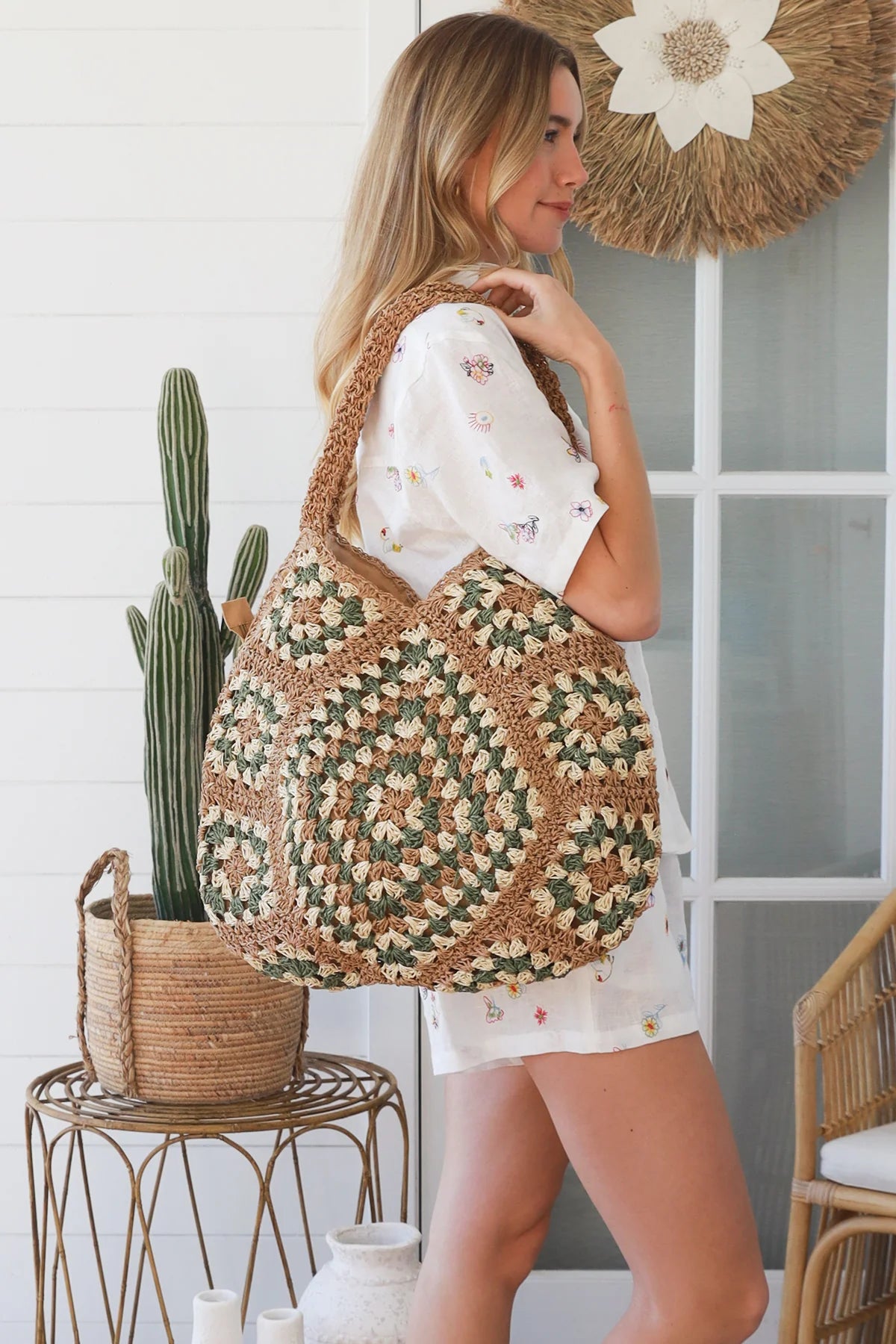 Green & Natural Straw Bag
