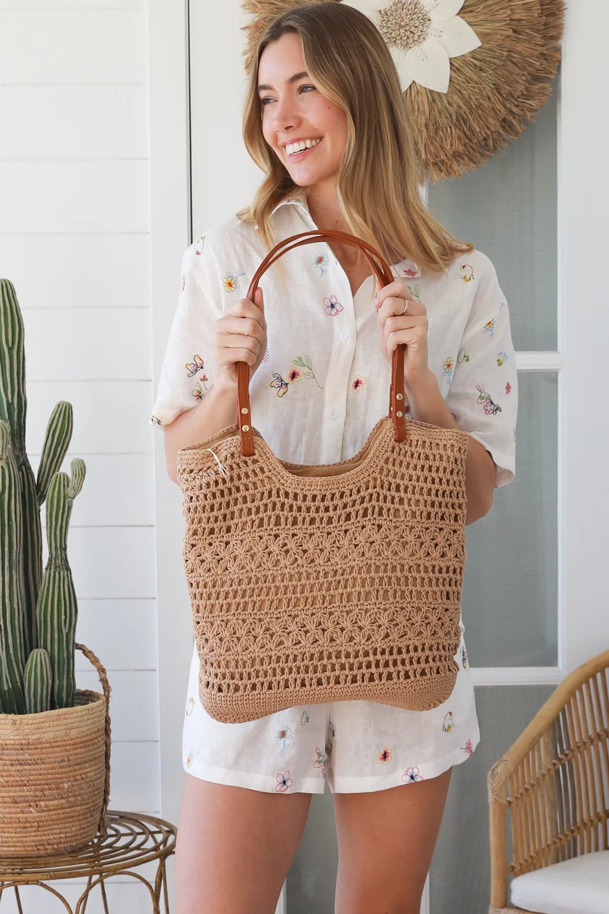 Tan Crochet Bag