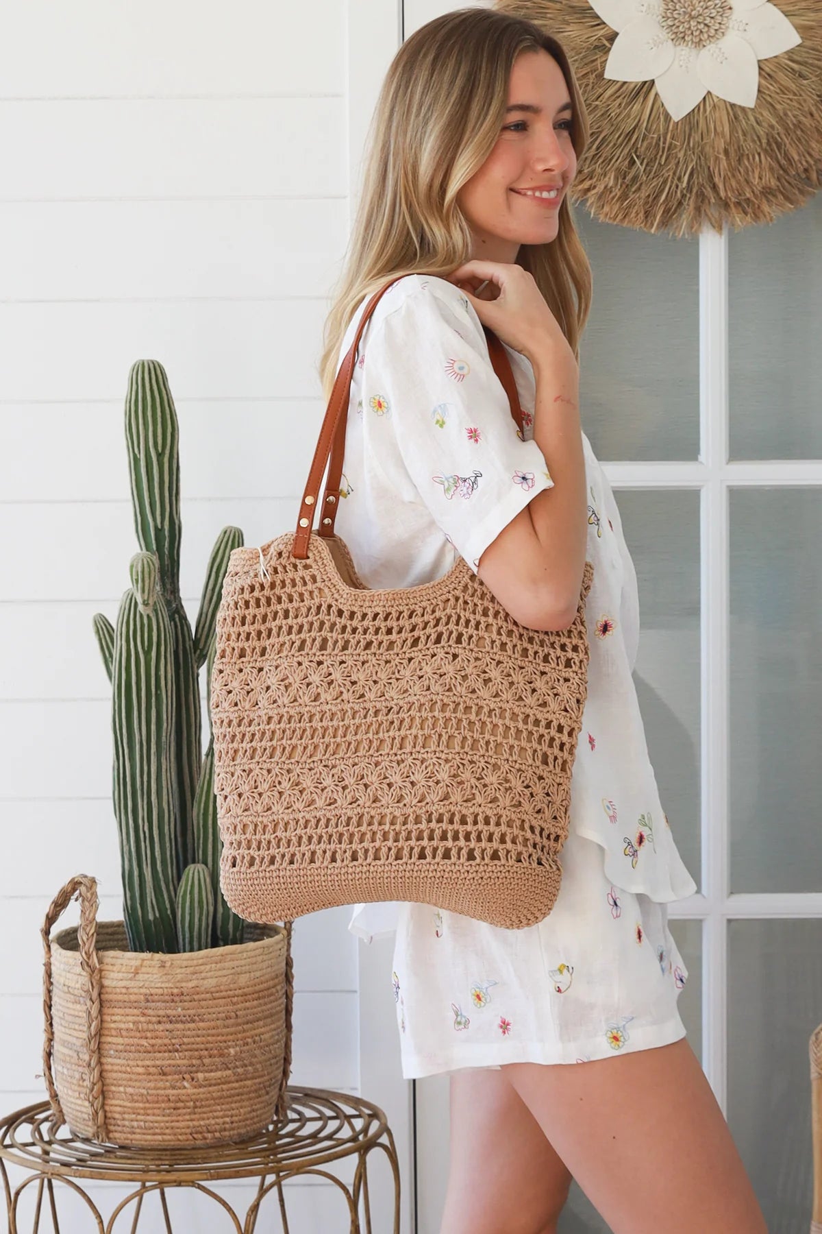 Tan Crochet Bag