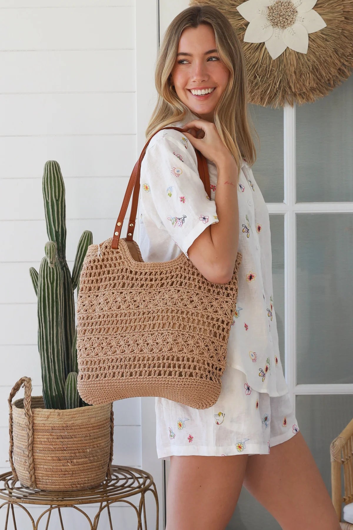 Tan Crochet Bag