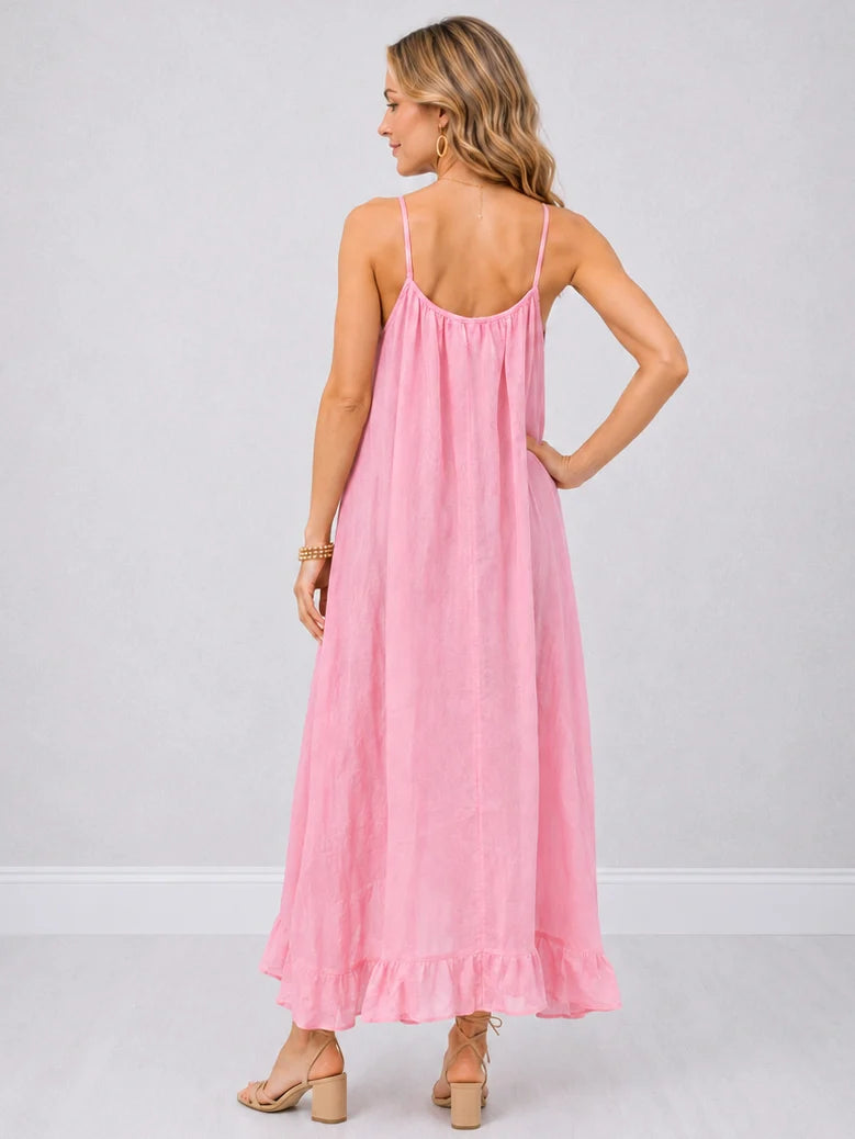 Ruffle HiLo Dress - Candy Pink