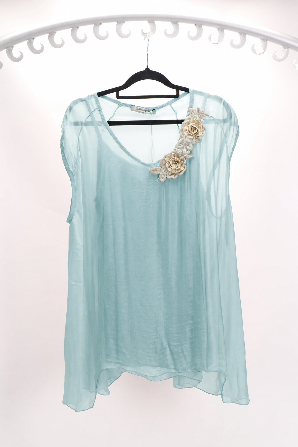 Silk Rose Top - Sea Green
