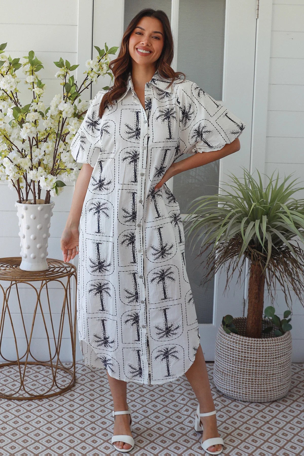 Bungalow Palm Dress - Navy