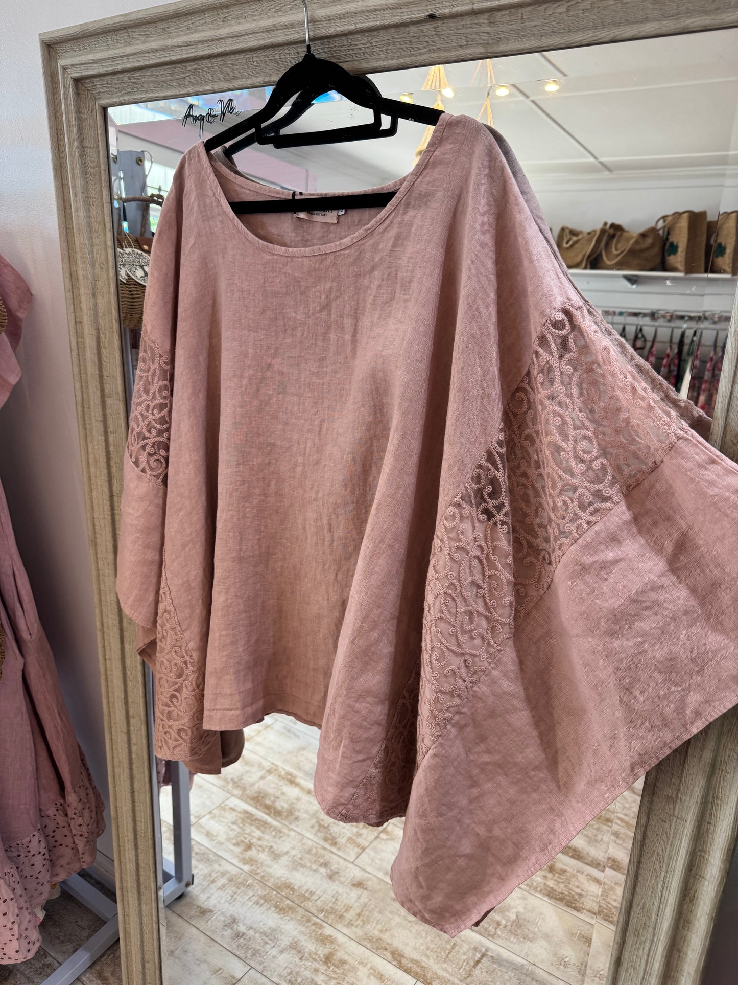 Linen Lace Top - Rosa Pink