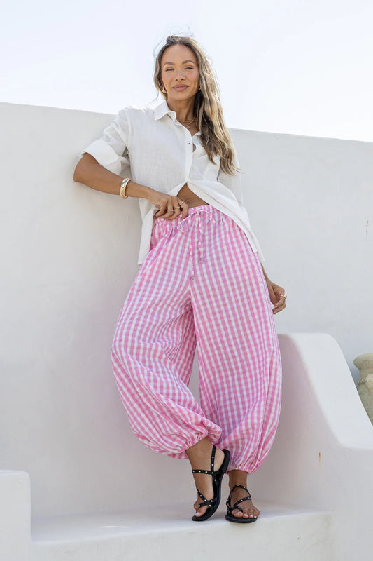 Gypsy Balloon Pants - Pink Check