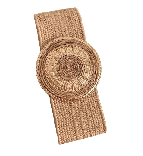 Stretchy Straw Belt - Tan