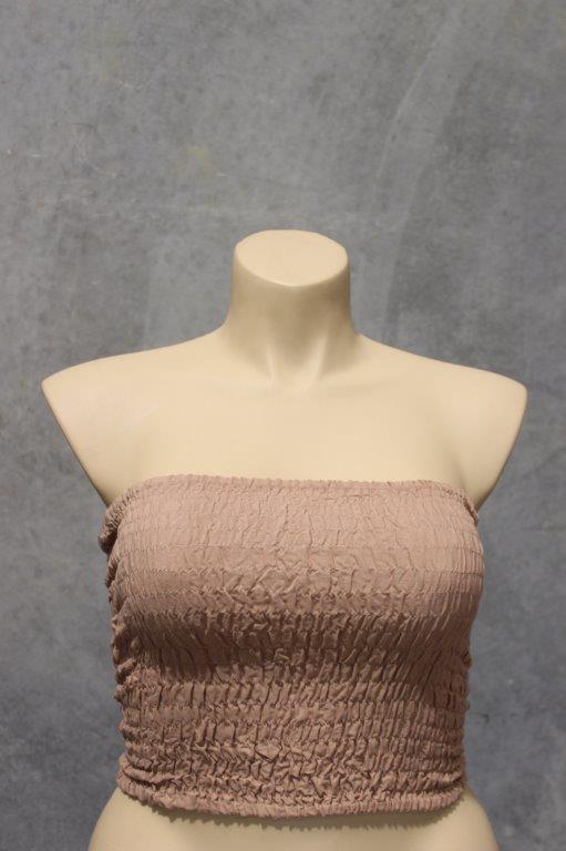 Shirred Rayon Boob Tube - Mocha