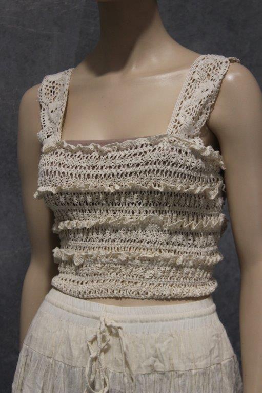 Cotton Shirred Crop Top - Calico