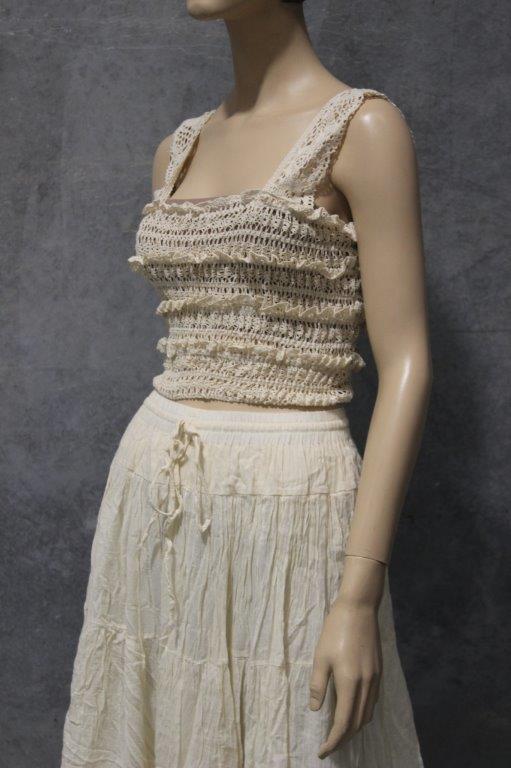 Cotton Shirred Crop Top - Calico