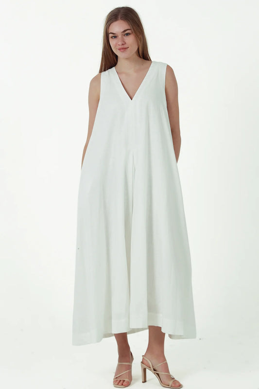 Trapeze Dress - White