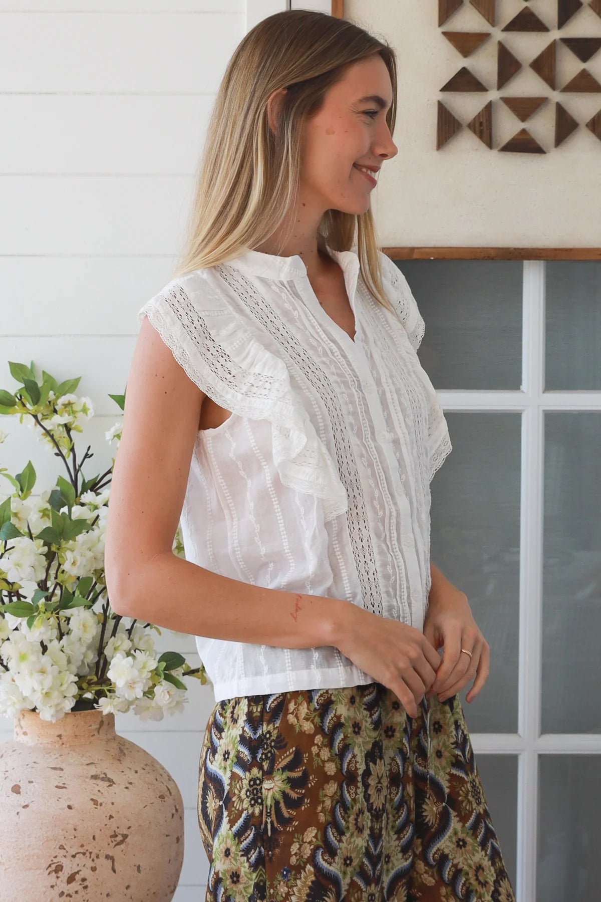 Chloe Cotton Top - White