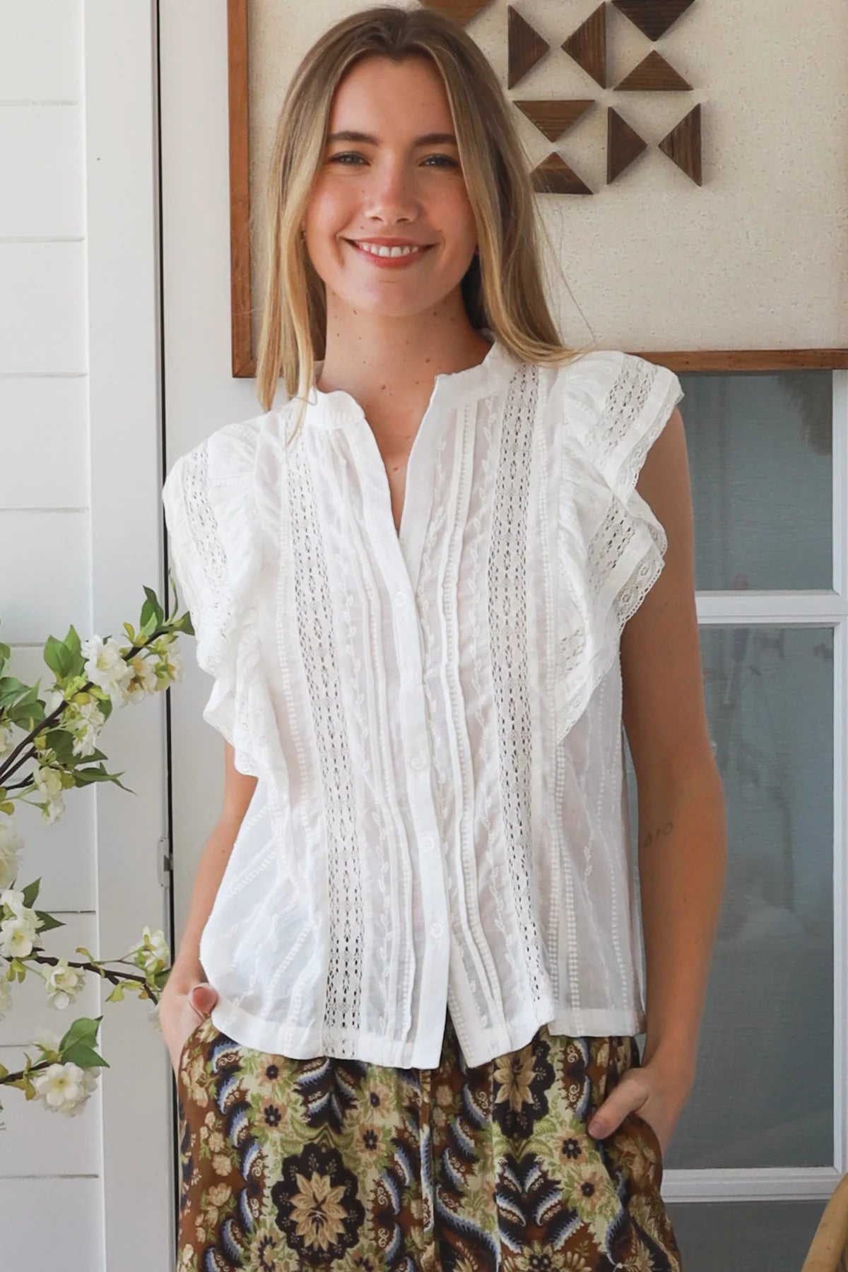 Chloe Cotton Top - White