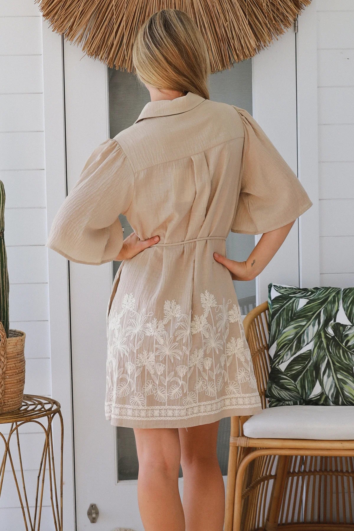 Palm Border Print Dress