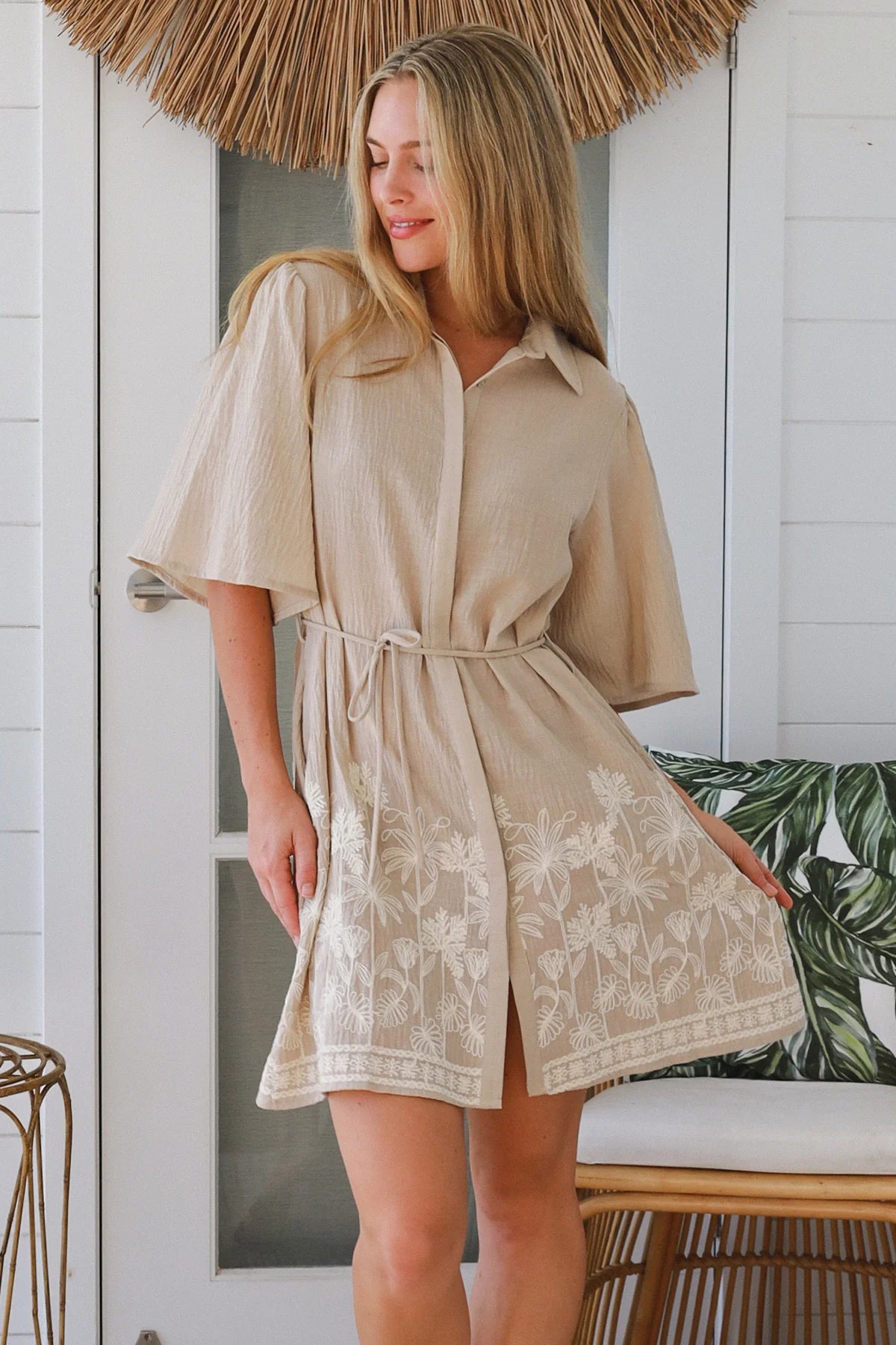 Palm Border Print Dress