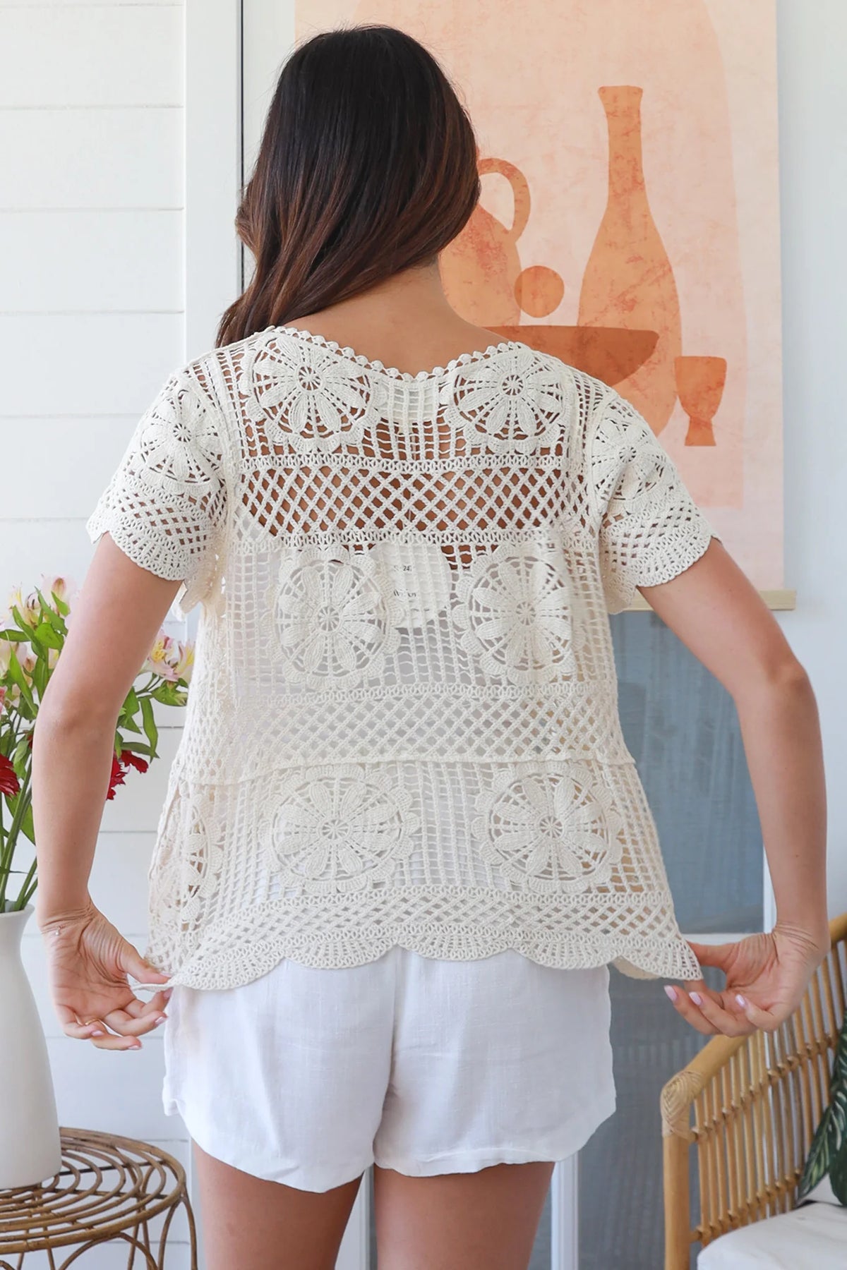 Mandala Crochet Top - Cream