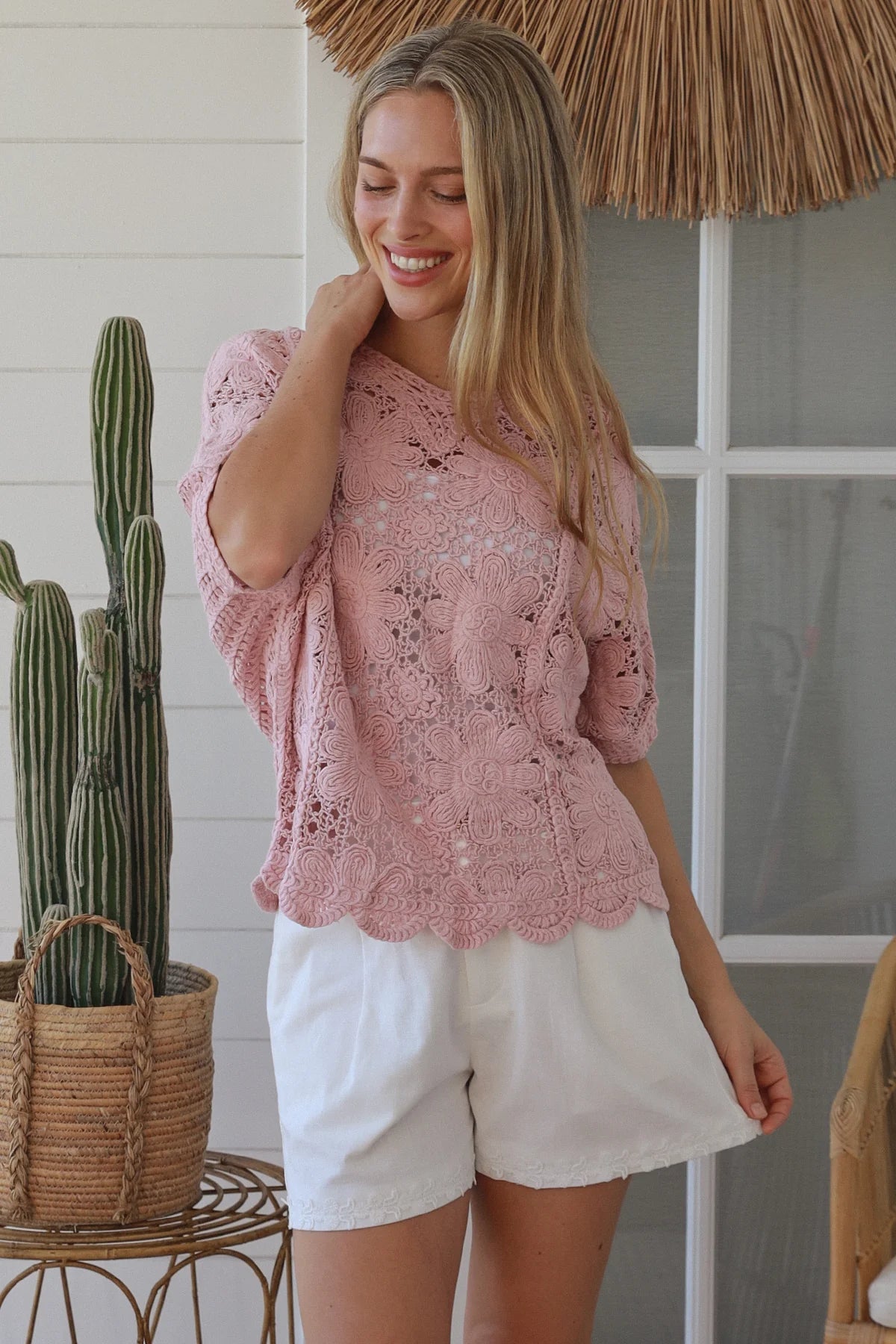 Daisy Crochet Top - Pink