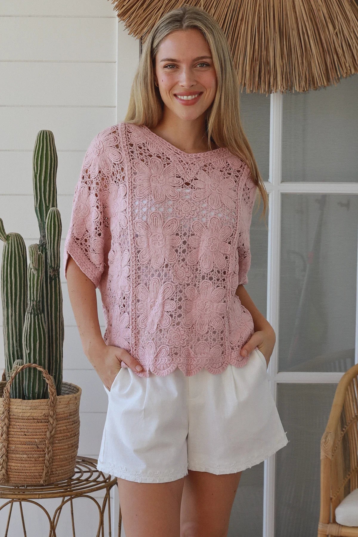 Daisy Crochet Top - Pink