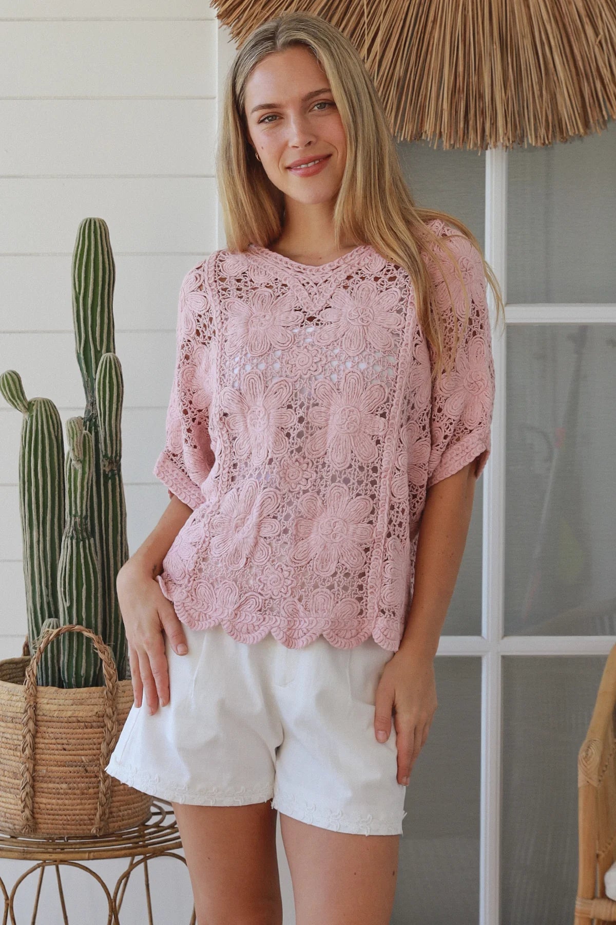 Daisy Crochet Top - Pink