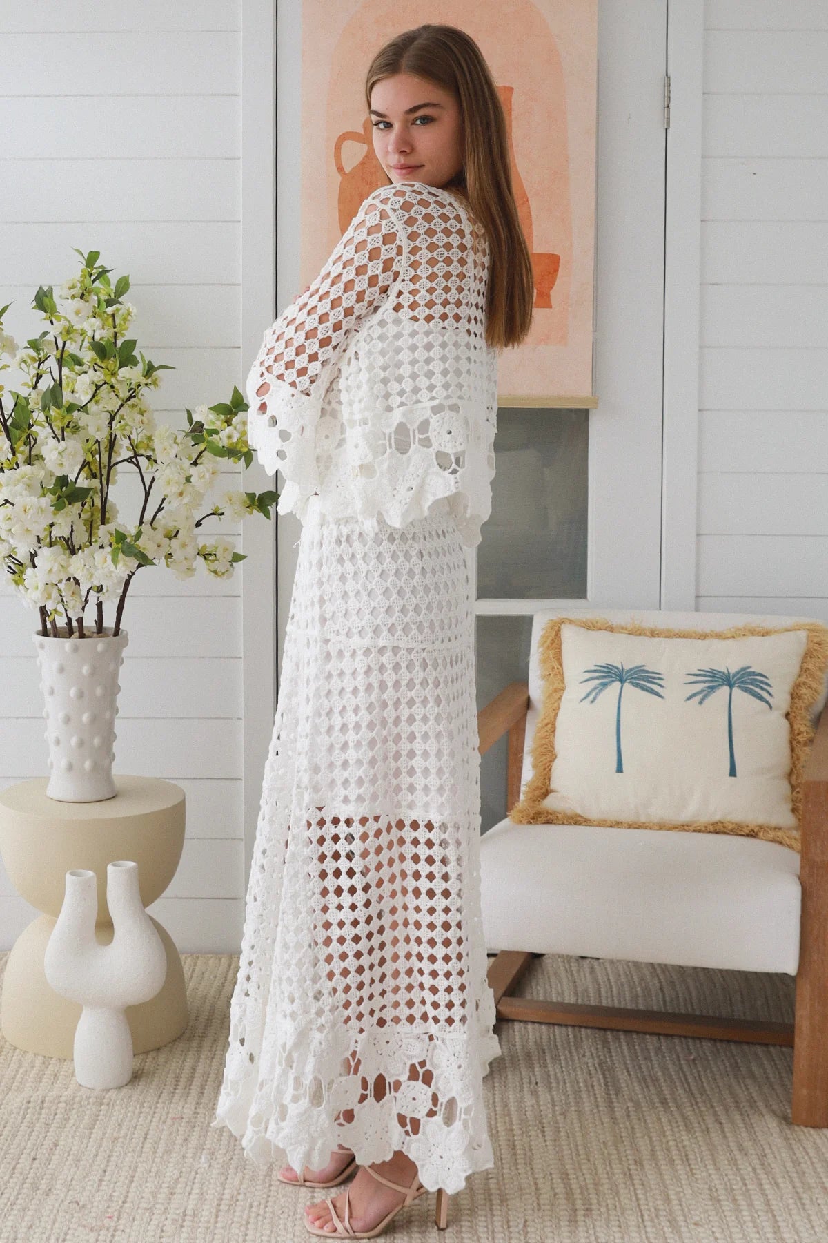 Crochet Maxi Skirt - White
