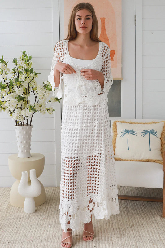 Crochet Tie Top - White