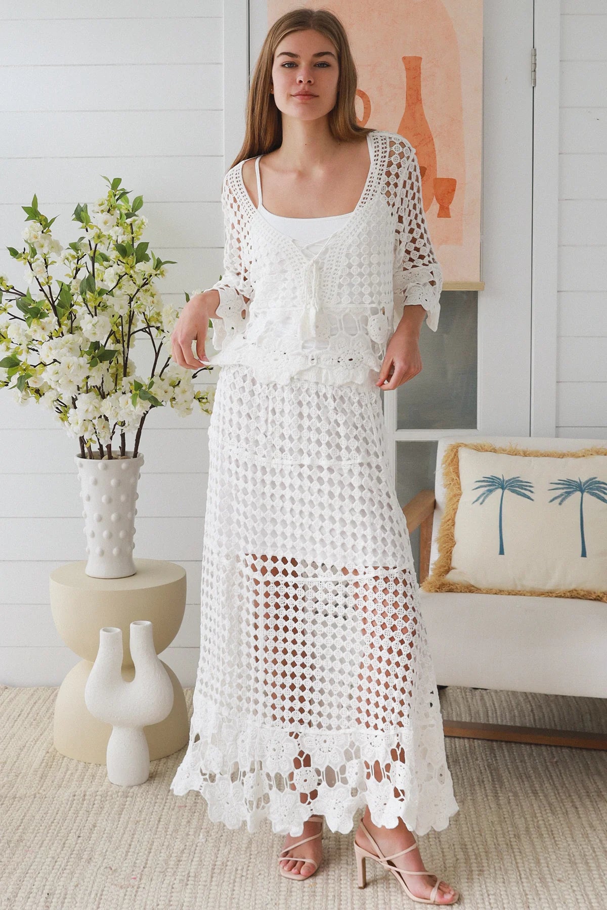 Crochet Maxi Skirt - White