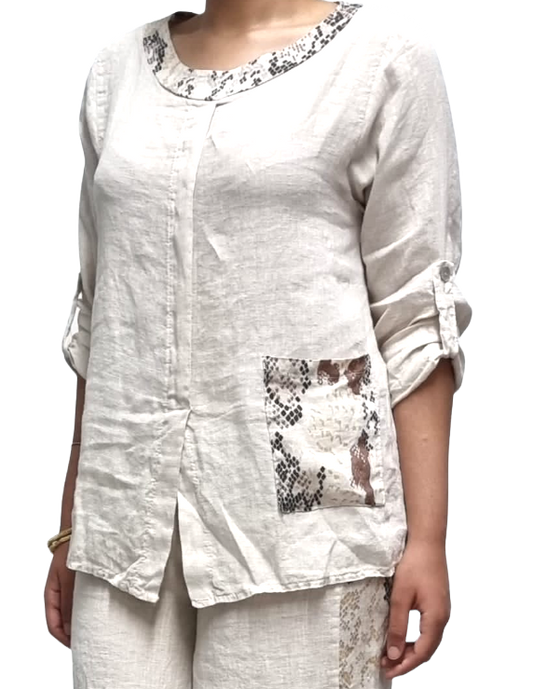 Major Linen Top - White