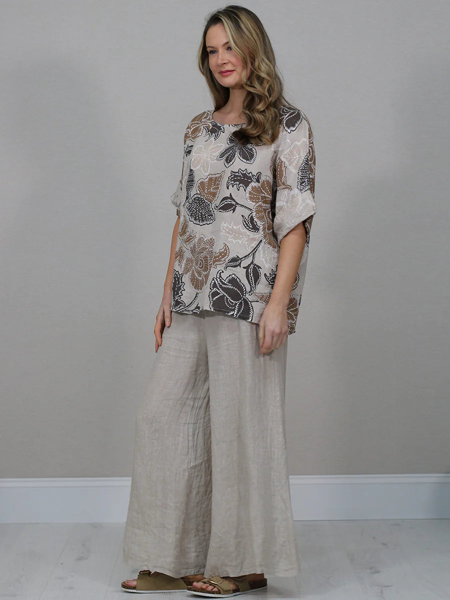 Warm Floral Top - Latte