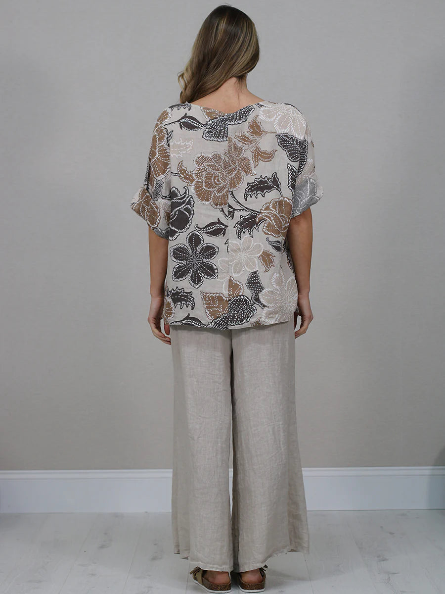 Warm Floral Top - Latte