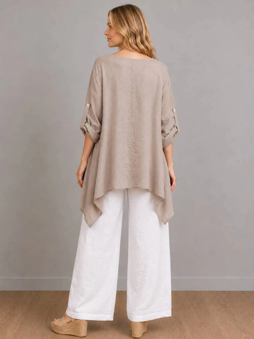 Cowl Neck Tunic Top - Mocha