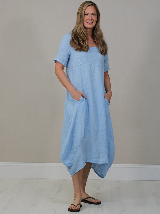 Square Neck Dress - Sky Blue