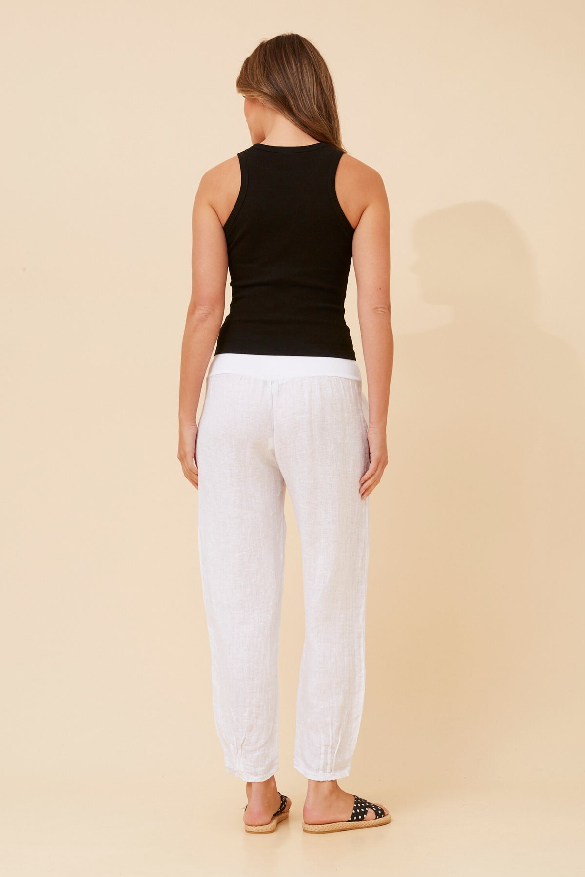 Straight Linen Pants - White