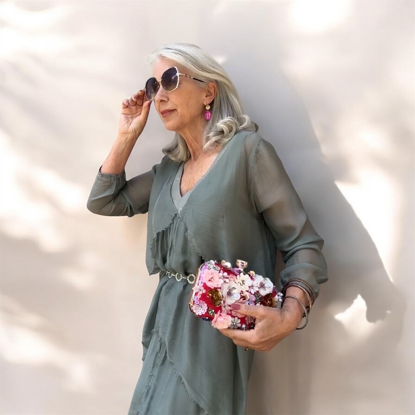 Italian Silk Dress - Sage