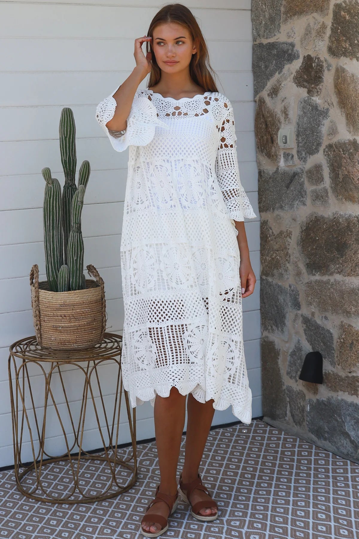 Mandala Crochet Dress - White